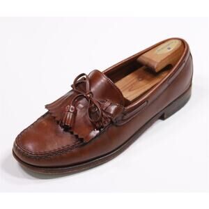 Allen Edmonds Chenault Chili Brown Leather Kiltie Tassel Loafers 11 D